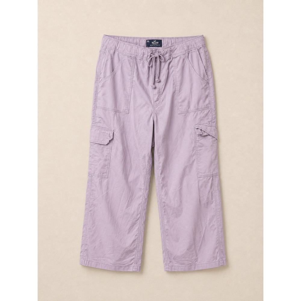 Hollister Womens Pants XXL Lavender Adjustable-Rise Baggy Cargo Wide Leg